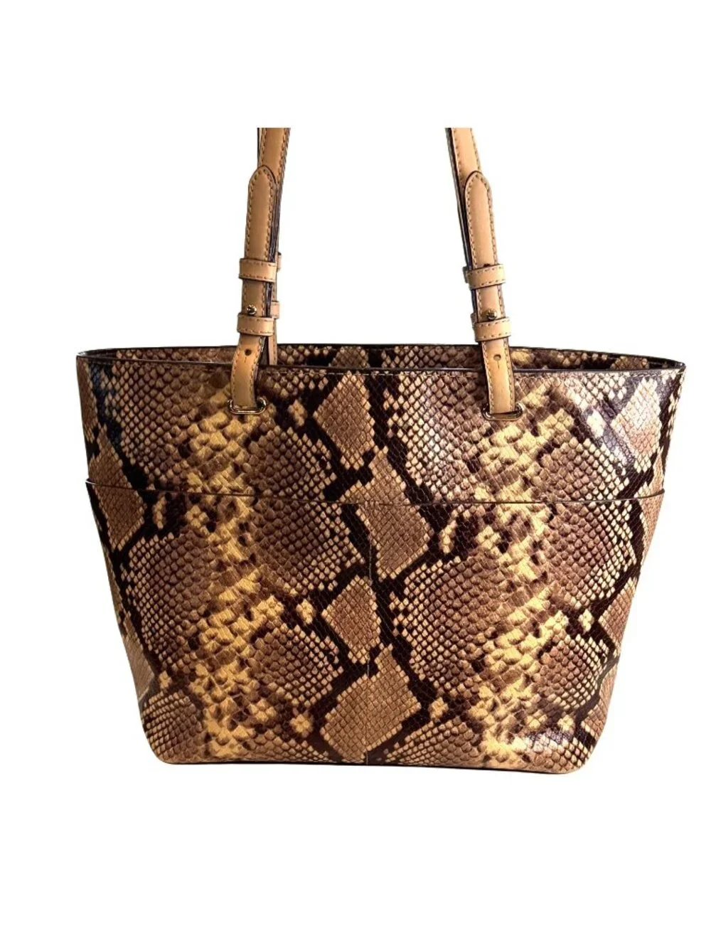 Michael Kors Bedford Pockets Tote Bag Snake Skin Python Design